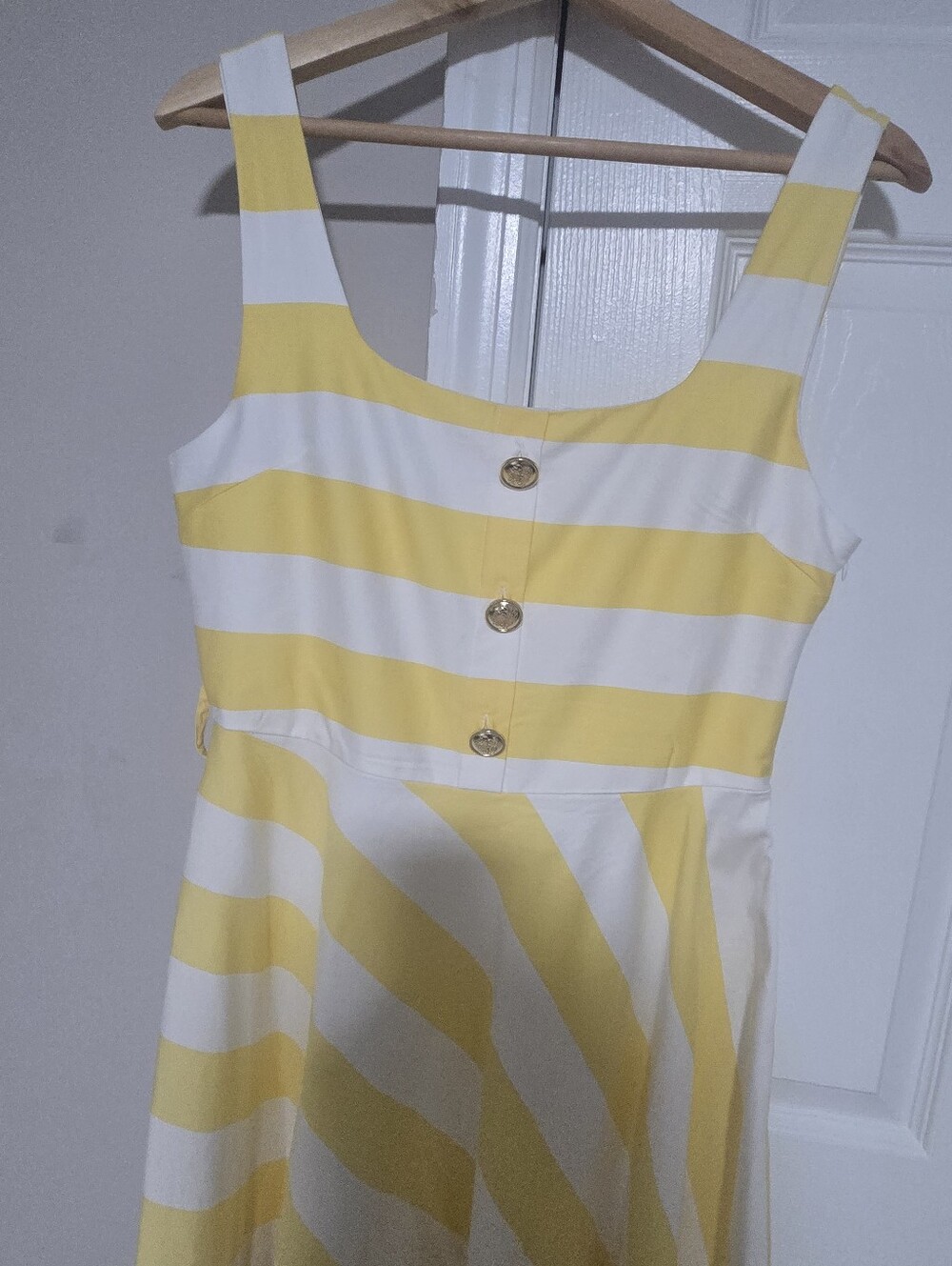 Zara Yellow and White Striped Square-Neck Midi Dress - Picture 16 of 16